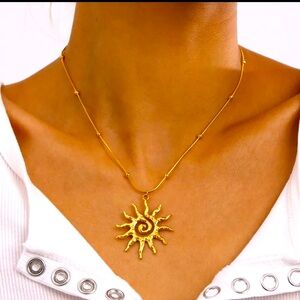 New Sun Pendant 18K Gold Plated Necklace